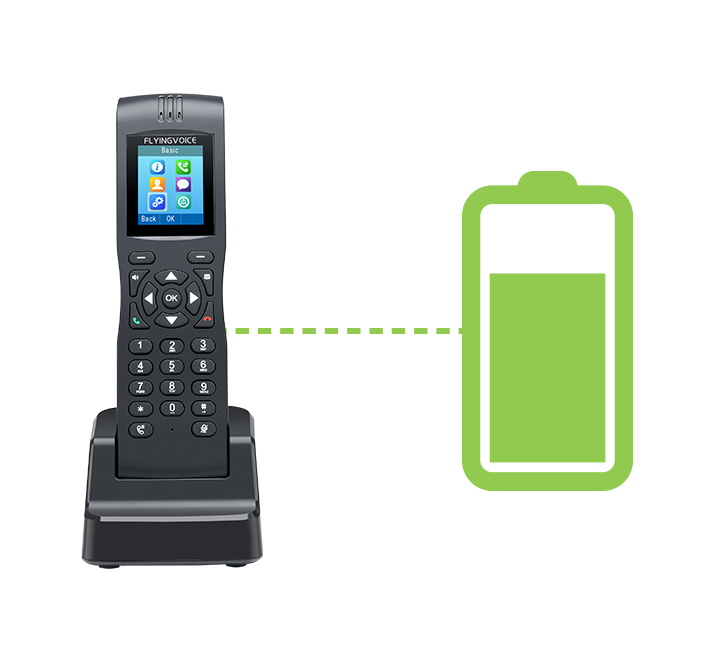 FIP16 cordless IP phone supports long standby time with built-in battery