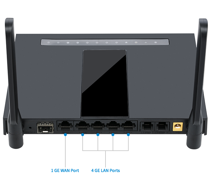 El enrutador VoIP FWR7302 cuenta con puertos Gigabit Ethernet