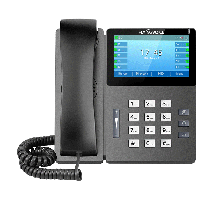 El teléfono IP con pantalla táctil FIP15G está equipado con una pantalla de 4,3 pulgadas